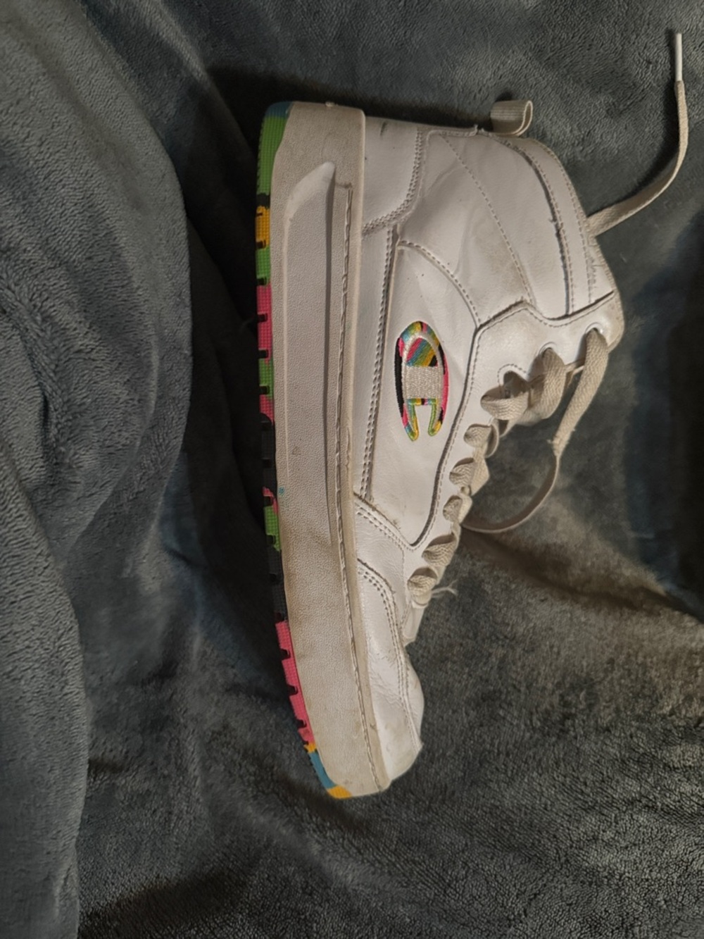 Women’s size 11 White High-Top Sneakers with Rainbow Accent Pop